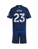 Manchester United Luke Shaw #23 Venkovní dres pro děti 2024-25 Krátký Rukáv (+ trenýrky)